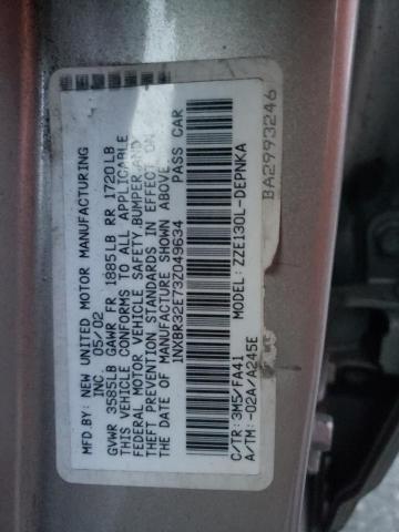 1NXBR32E73Z049634 - 2003 TOYOTA COROLLA CE TAN photo 12