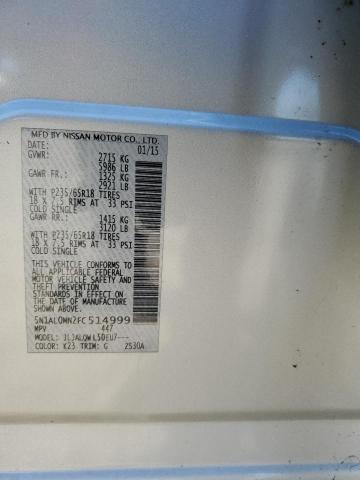 5N1AL0MN2FC514999 - 2015 INFINITI QX60 SILVER photo 13