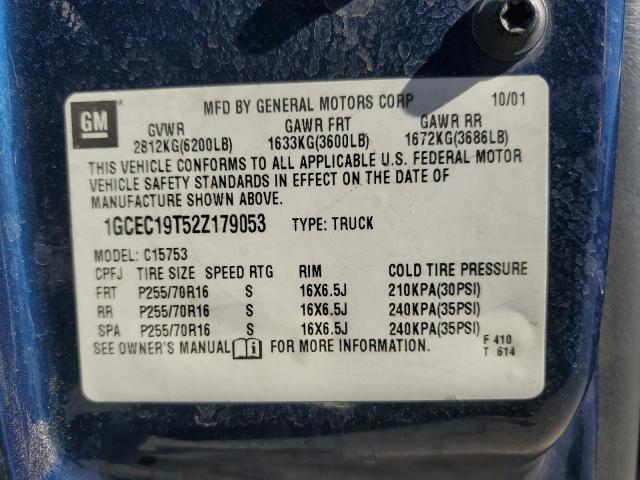 1GCEC19T52Z179053 - 2002 CHEVROLET SILVERADO C1500 BLUE photo 12