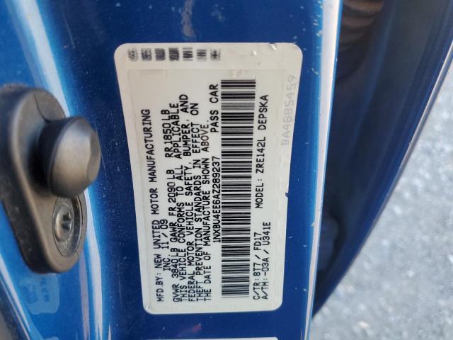 1NXBU4EE6AZ289237 - 2010 TOYOTA COROLLA BASE ლურჯი ფოტო 12