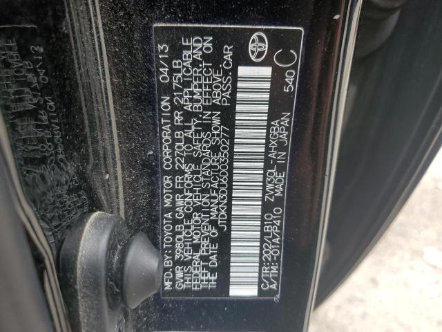 JTDKN3DU6D0350277 - 2013 TOYOTA PRIUS BLACK photo 12