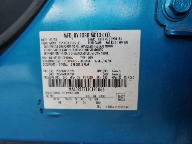 MAJ3P1TE1JC191066 - 2018 FORD ECOSPORT SE أزرق صورة 13