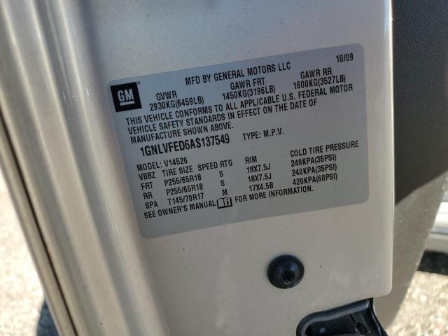 1GNLVFED6AS137549 - 2010 CHEVROLET TRAVERSE LT 棕色 照片 14