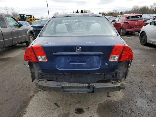 2HGES165X4H514210 - 2004 HONDA CIVIC LX BLUE photo 6