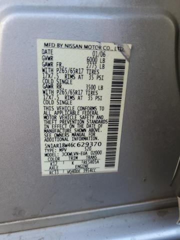5N1AR18W46C629370 - 2006 NISSAN PATHFINDER LE 银色 照片 13