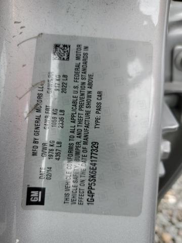 1G4PP5SK6E4177329 - 2014 BUICK VERANO SILVER photo 12