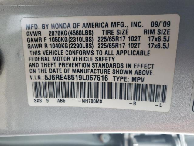 5J6RE48519L067616 - 2009 HONDA CR-V EX SILVER photo 13