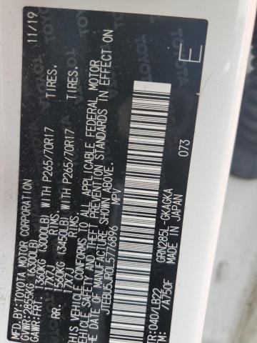 JTEBU5JR0L5776896 - 2020 TOYOTA 4RUNNER SR5/SR5 PREMIUM 白色 照片 12