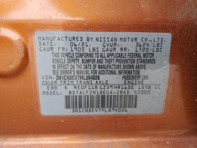 3N1CN8EV7ML894026 - 2021 NISSAN VERSA SV GOLD photo 12