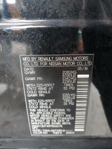 KNMAT2MT4KP554275 - 2019 NISSAN ROGUE S შავი ფოტო 13