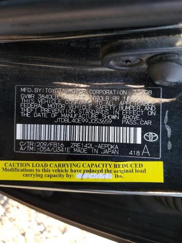 JTDBL40E99J053659 - 2009 TOYOTA COROLLA BASE 黑色 照片 12