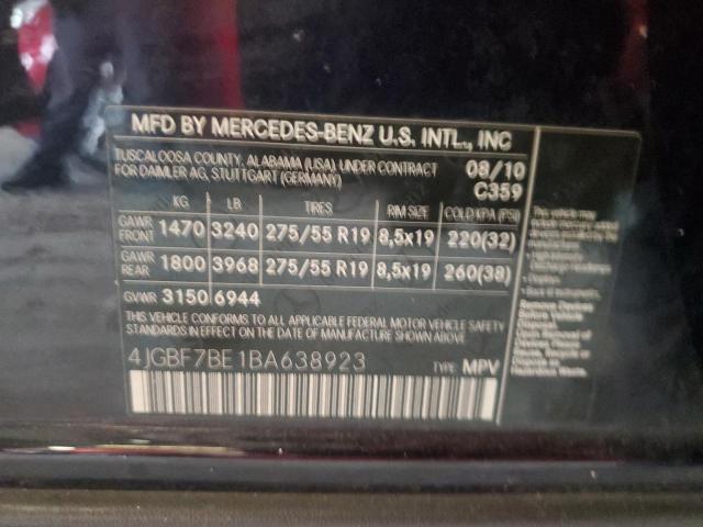 4JGBF7BE1BA638923 - 2011 MERCEDES-BENZ GL 450 4MATIC BLUE photo 13