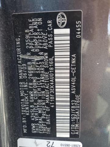 4T1BF3EK4AU018168 - 2010 TOYOTA CAMRY BASE GRAY photo 12