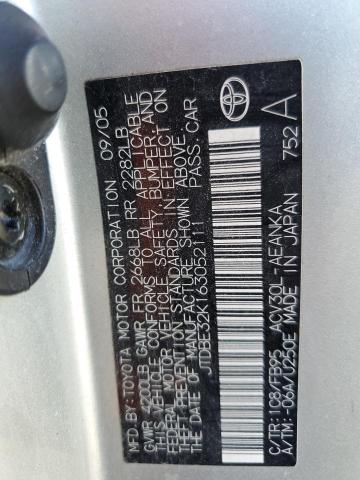 JTDBE32K163052111 - 2006 TOYOTA CAMRY LE SILVER photo 12