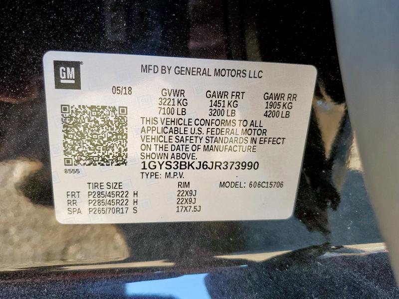 1GYS3BKJ6JR373990 - 2018 CADILLAC ESCALADE LUXURY Қара фото 14