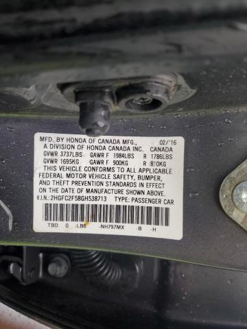 2HGFC2F58GH538713 - 2016 HONDA CIVIC LX SILVER photo 13