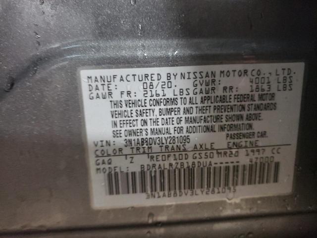 3N1AB8DV3LY281095 - 2020 NISSAN SENTRA SR GRAY photo 12