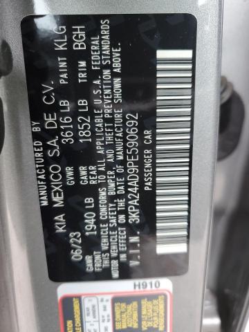 3KPA24AD9PE590692 - 2023 KIA RIO LX SILVER photo 12