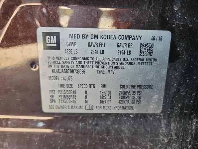 KL4CJASB7GB739986 - 2016 BUICK ENCORE 棕色 照片 13