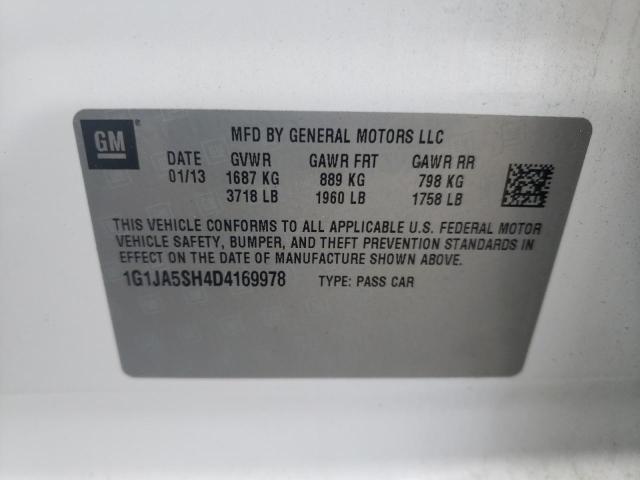 1G1JA5SH4D4169978 - 2013 CHEVROLET SONIC LS 白色 照片 12