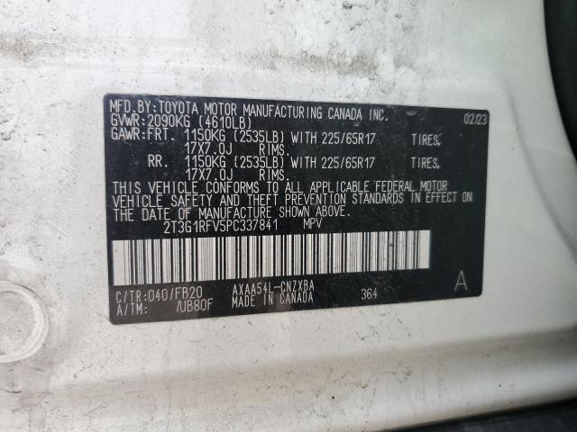 2T3G1RFV5PC337841 - 2023 TOYOTA RAV4 LE თეთრი ფოტო 13