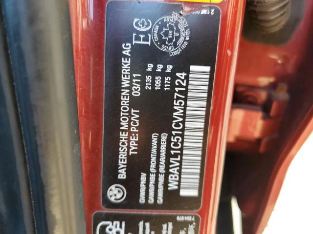 WBAVL1C51CVM57124 - 2012 BMW X1 XDRIVE28I RED photo 13