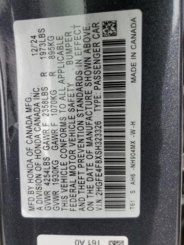 2HGFE4F8XSH323326 - 2025 HONDA CIVIC SPORT Графитовый фото 12