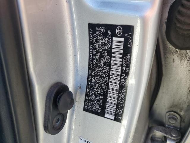 JTDKN3DU9C5417729 - 2012 TOYOTA PRIUS ვერცხლისფერი ფოტო 12