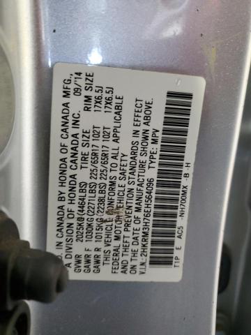 2HKRM3H76EH564096 - 2014 HONDA CR-V EXL SILVER photo 13