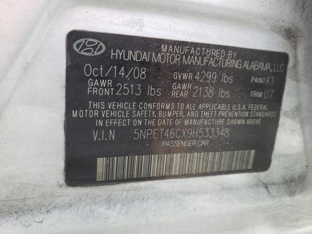 5NPET46CX9H533348 - 2009 HYUNDAI SONATA GLS SILVER photo 13