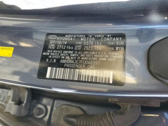 KMHGN4JE7FU048397 - 2015 HYUNDAI GENESIS 3.8L გრაფიტი ფოტო 13