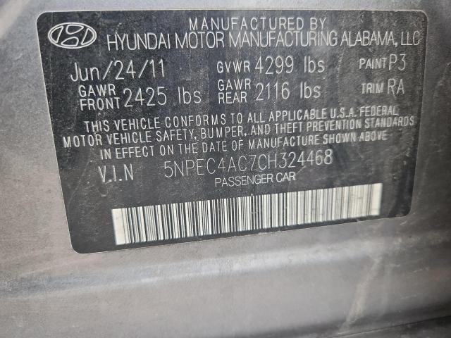 5NPEC4AC7CH324468 - 2012 HYUNDAI SONATA SE GRAY photo 12