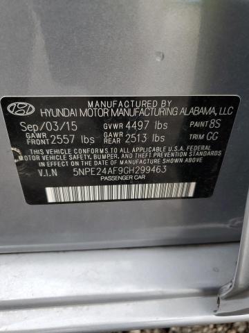 5NPE24AF9GH299463 - 2016 HYUNDAI SONATA SE SILVER photo 12