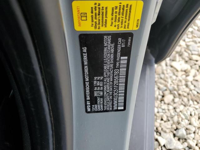 WMWXU3C51F2B56783 - 2015 MINI COOPER S GRAY photo 12