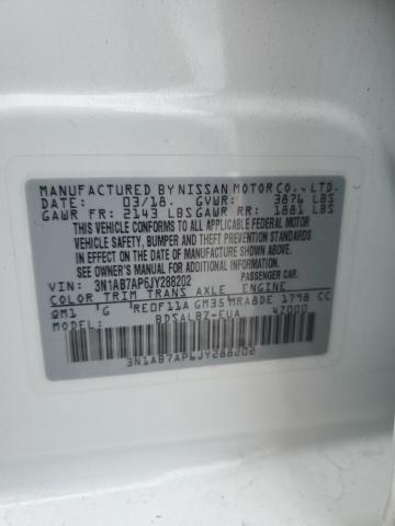 3N1AB7AP6JY288202 - 2018 NISSAN SENTRA S 白色 照片 12