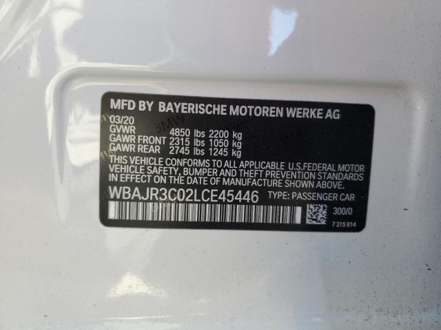 WBAJR3C02LCE45446 - 2020 BMW 530 I WHITE photo 12