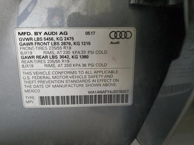 WA1ANAFY4J2016307 - 2018 AUDI Q5 PREMIUM GRAY photo 14
