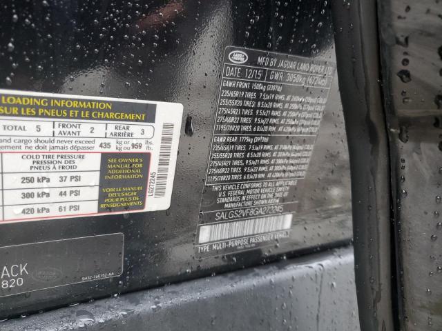 SALGS2VF8GA272245 - 2016 LAND ROVER RANGE ROVE HSE BLACK photo 13