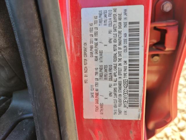 JM1DE1KY3C0142293 - 2012 MAZDA MAZDA2 RED photo 12