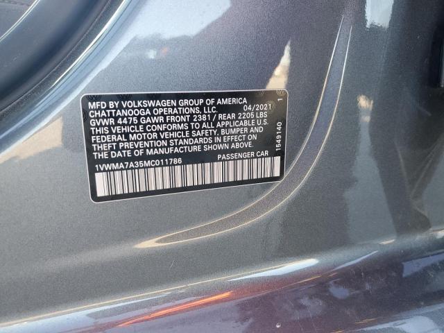 1VWMA7A35MC011786 - 2021 VOLKSWAGEN PASSAT R-LINE ნაცრისფერი ფოტო 12