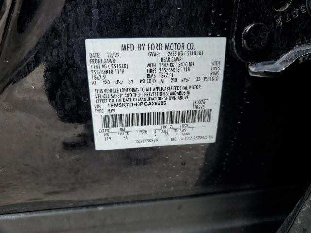 1FMSK7DH0PGA26686 - 2023 FORD EXPLORER XLT BLACK photo 14