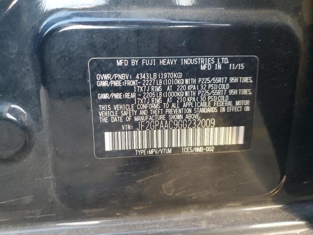 JF2GPAAC9GG232009 - 2016 SUBARU CROSSTREK BLACK photo 13