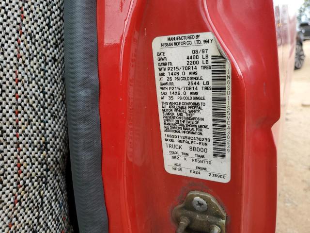 1N6SD11S5VC430239 - 1997 NISSAN TRUCK BASE წითელი ფოტო 12