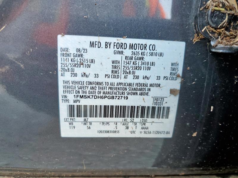 1FMSK7DH6PGB72719 - 2023 FORD EXPLORER XLT CHARCOAL photo 13