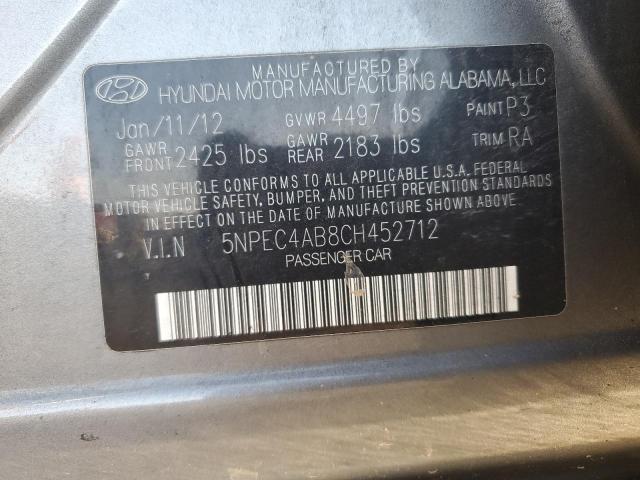 5NPEC4AB8CH452712 - 2012 HYUNDAI SONATA SE GRAY photo 13