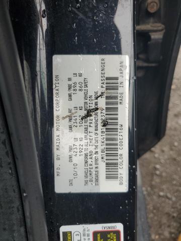 JM1BL1K41B1412379 - 2011 MAZDA SPEED 3 黑色 照片 12