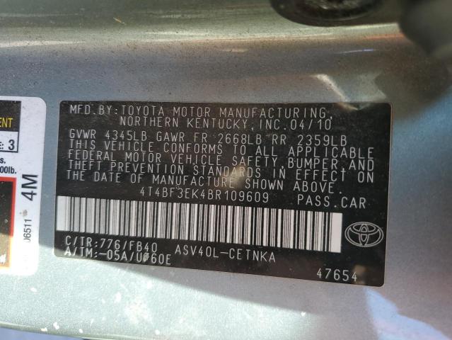 4T4BF3EK4BR109609 - 2011 TOYOTA CAMRY BASE GREEN photo 12