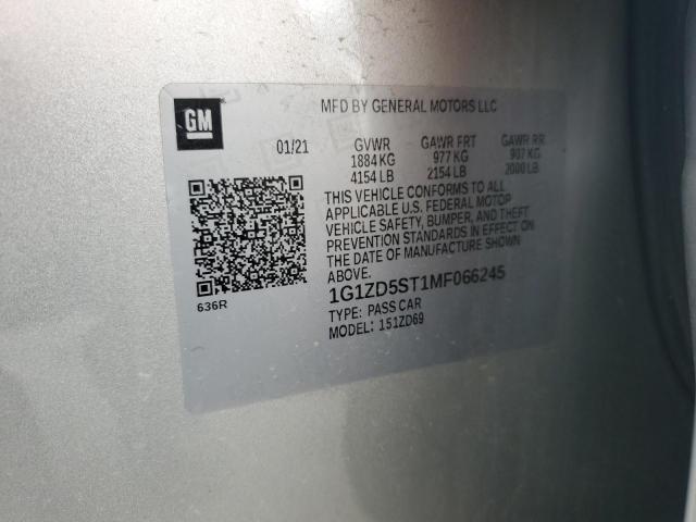 1G1ZD5ST1MF066245 - 2021 CHEVROLET MALIBU LT SILVER photo 12