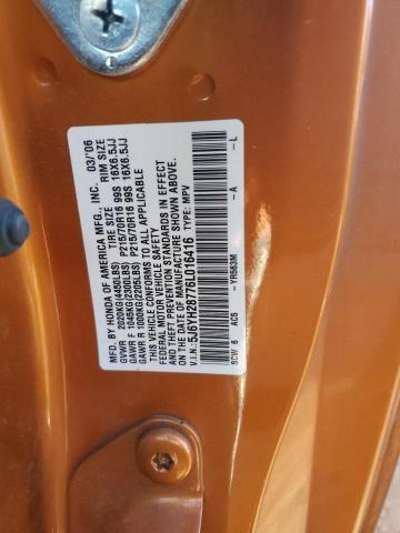 5J6YH28776L016416 - 2006 HONDA ELEMENT EX ORANGE photo 12