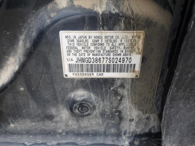 JHMGD38677S024970 - 2007 HONDA FIT S BLACK photo 12